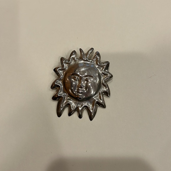 Genuine Vintage Sterling Silver SUN Face Pendant/ Brooch 925 Mexico - Picture 2 of 12